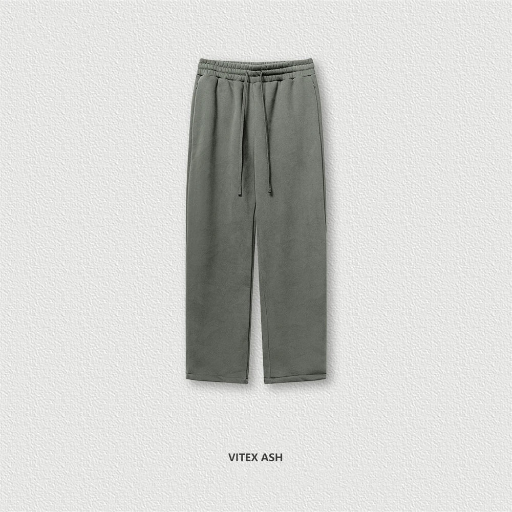 ZODF New Men's Winter Solid 345sm Fleece Straight Pants Unisex Loose Comfortable Sport Zipper Pockets Trousers HY0868