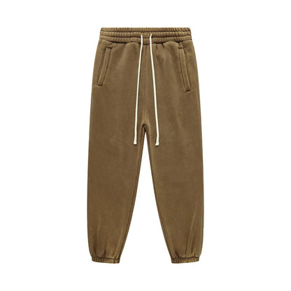 ZODF Vintage Men 360gsm Thick Fleece Sweatpants Women Unisex Loose Washed Distressed Warm Joggers Pants For Winter HY0749