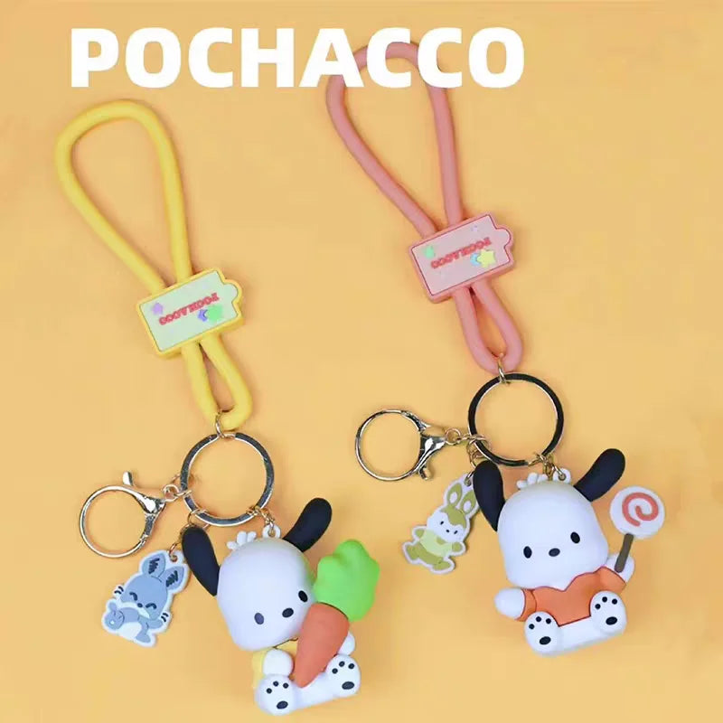 Hot Sanrio Pochacco Toy Mini Anime Action Figure Keyring Pendant Decoration Collection Keychain Model Doll Birthday Gift For Kid