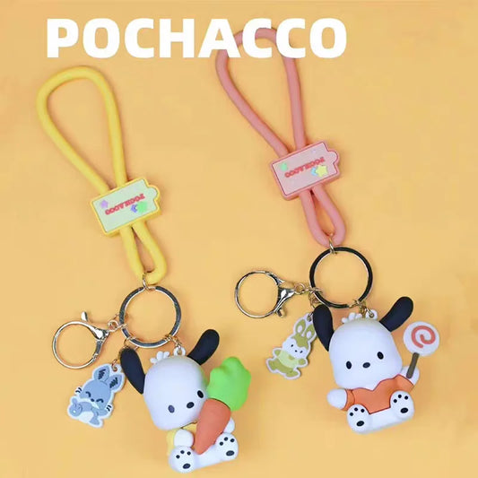 Hot Sanrio Pochacco Toy Mini Anime Action Figure Keyring Pendant Decoration Collection Keychain Model Doll Birthday Gift For Kid