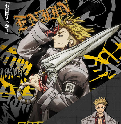 Anime Gachiakuta Enjin Cosplay Costume Wig Uniform Embroidery Earrings Badge Akuta Cleaners Halloween Party Women Men Role Play