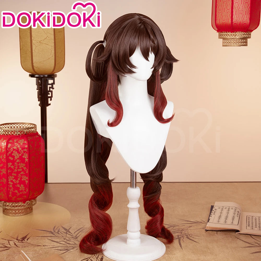 IN STOCK Yumemizuki Mizuki Hutao Wig Game Genshin Impact DokiDoki 95cm Long Wig Hu Tao Lantern Rite Free Cap Yumemizuki Ears Fan