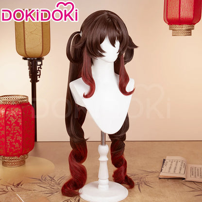 IN STOCK Yumemizuki Mizuki Hutao Wig Game Genshin Impact DokiDoki 95cm Long Wig Hu Tao Lantern Rite Free Cap Yumemizuki Ears Fan