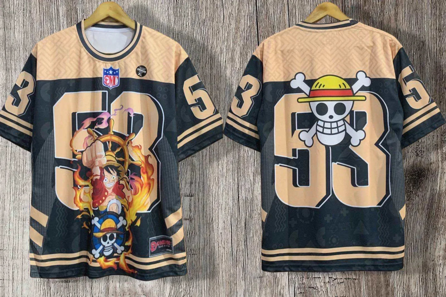 2526 New Bandai Anime One Piece Luffy Summer Jersey T-shirt Oversized 3D Adult and Children's Multifunctional  Christmas Jersey