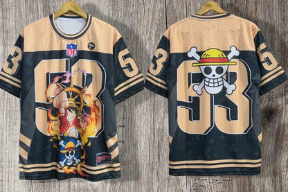 2526 New Bandai Anime One Piece Luffy Summer Jersey T-shirt Oversized 3D Adult and Children's Multifunctional  Christmas Jersey