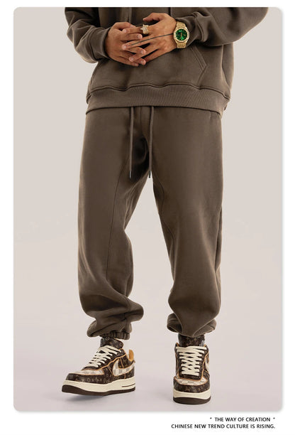 ZODF Unisex 345gsm Fleece Sweatpants Loose Fit Retro Hip Hop Winter Joggers HY0005