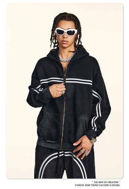 ZODF Retro 2024 Winter Men Zipper Fleece Hoodies Unisex Oversized Washed 360gsm Sport Knitted Hooded Coat HY0905