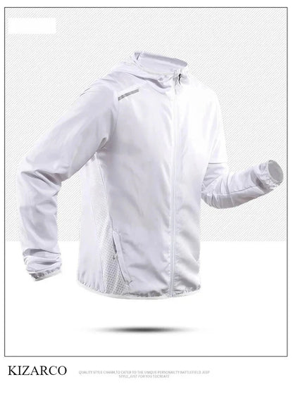 2025 Running Jacket Autumn Reflective Hooded Gradient Color Sportswear Breathable Men and Women Jogging Coat