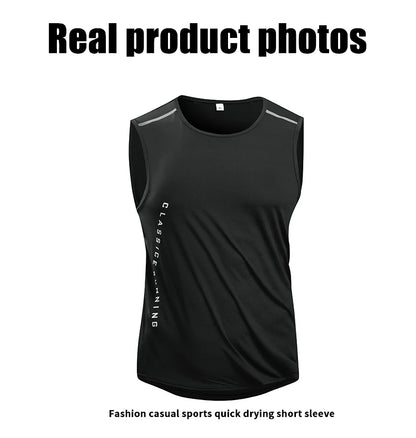 Chrlck Men’s Quick Drying Running Vest Breathable Mesh Sleeveless Gym Fitness Tank Top