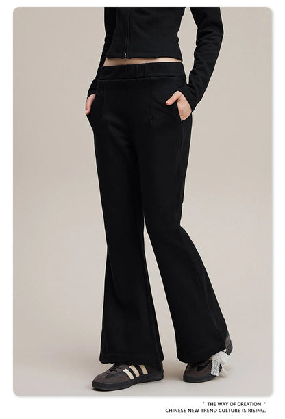 ZODF Women 2025 Autumn Sport Style Flared Pants Girls Female Mousse Muscle Sole Slimming Micro Yoga Trousers HY1095