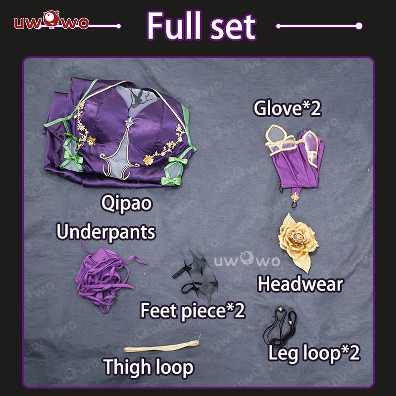 IN STOCK UWOWO C.C. Cosplay Codee Geasss: C.C. CC Purple Cheongsam Cosplay Costume Purple Dress Halloween Costume