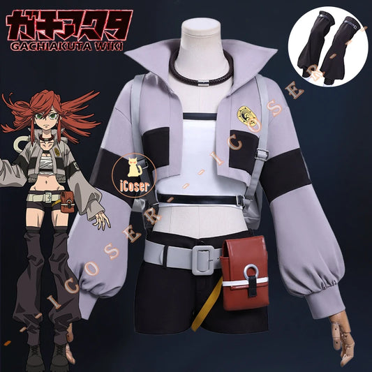 Anime Gachiakuta Riyo Reaper Cosplay Costume Uniform Jacket Short Backpack Akuta Cleaners Halloween Party for Women Girls iCoser