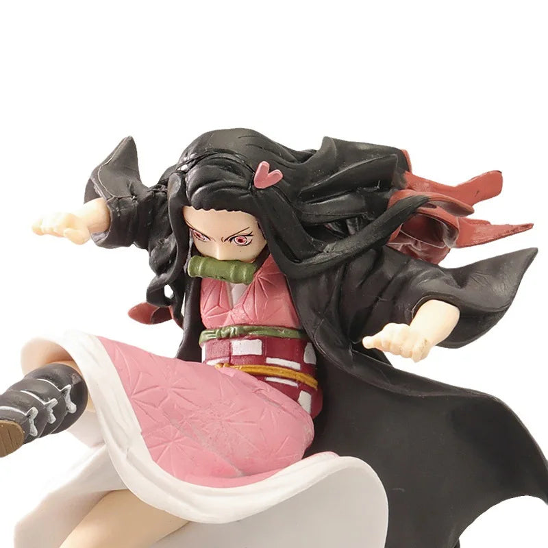 12CM Anime Demon Slayer Kamado Nezuko Fighting Stance Kick Model Toy Gift Collection For Kids PVC Aciton Figure