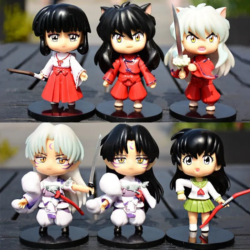 New  Inuyasha Anime Figure Higurashi Kagome Miroku Sesshoumaru Action Figure Q Version Toys Pvc Model Doll  Gifts for Kids