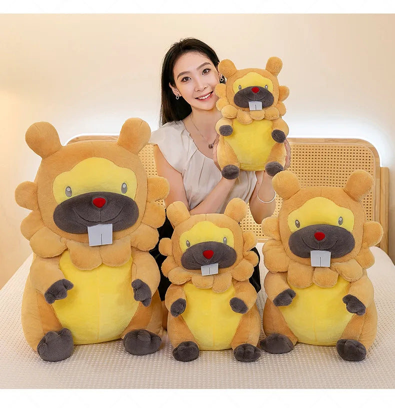 35/80cm Large Bidoof  Pokemon Plush Toys Anime Doll Cute Pillow Cartoon Giant Pokémon Plushie Stuffed Gift for Kids Christmas