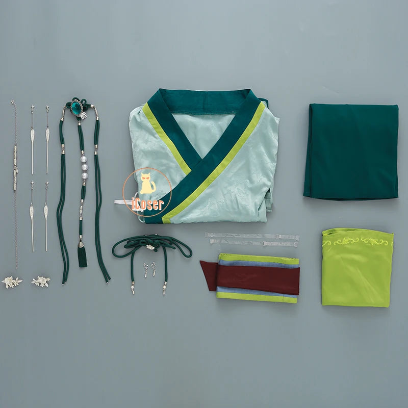 Anime The Apothecary Diaries Maomao Cosplay Costume La Clan Princess Green Dress Earrings Halloween Party for Women Girls iCoser