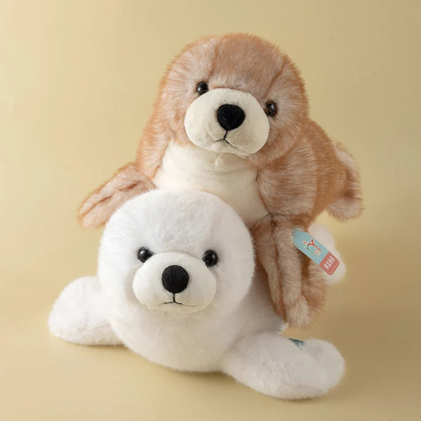 Cute Realistic Marine Seal Plush Doll White Grey Soft Stuffed Toy Kawaii Sea Animal Plushie Birthday Xmas Gift