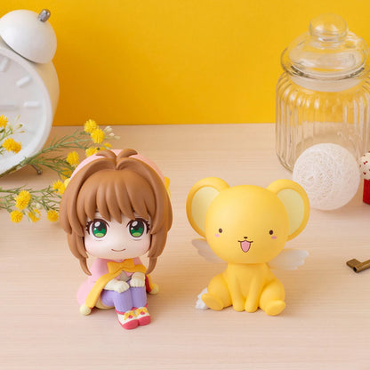 10cm Card Captor Sakura Anime Figure Look Up Kinomoto Sakura Action Figure Q Version Cerberus Figurine PVC Collection Model Toys