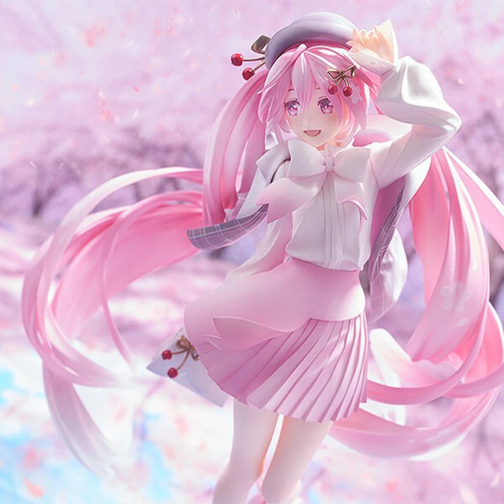 20CM Anime Hatsune Miku Figure Dress up of cherry blossom viewing Model Toy Gift Action Figure Cake Decoration Car Ornament