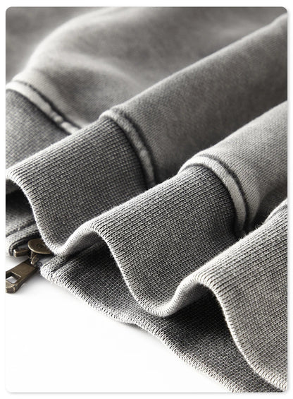 ZODF New Winter Washed Double Zipper Jackets For Men Unisex Loose Heavy Weight 450gsm Raglan Sleeve Cotton Coats HY0654