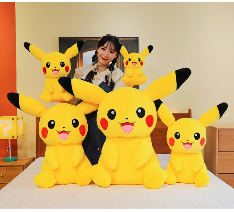 30/45/60/75CM Pokémon Short Fur Pikachu Plush Pet Pocket Monster Kawaii Cartoon Animal Comfortable Soft Doll Children Toy Gift