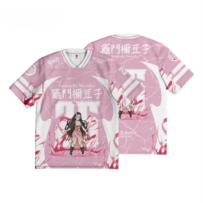 Demon Slayer Nezuko Kamado Anime Series Number Jersey Oversize Style Kpop Baseball Hockey Outfit T-shirt Daily Unisex Tops Tees