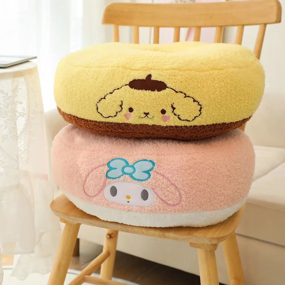 Sanrio Series Donut Shaped Plush Cushion Kuromi My Melody Pochacco Cinnamoroll Plush Seat Cushion Gifts For Children