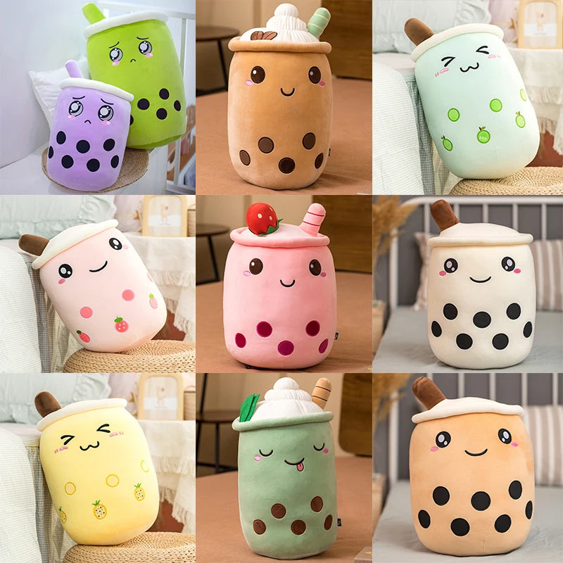 24/50cm Kawaii Family Milk Bubble Tea Cup Plush Toy Cute Animal Peluche Fruits Flavor Drink Shaped Hug Pillow Kids Home Decor