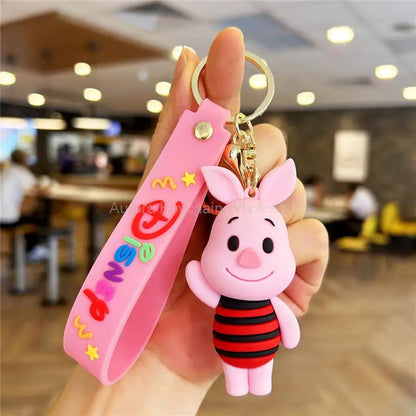 Wholesale Anime Disney Keychain Mickey Mouse Minnie Lilo & Stitch Cartoon Keyring Kawaii Key Chain Car Pendant Kids Toys Gift