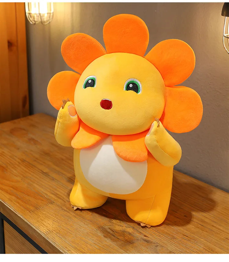 Kawaii Sunflower Nailong Plush Toy Cartoon Smile Dinosaur Silly Cute Stuffed Anime Sofa Pillow Room Decor for Kids Birthday Gift