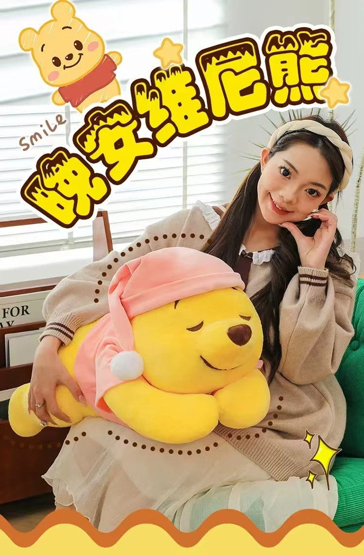 35CM-80CM New Disney Winnie The Pooh Plush Toy Cute Cartoon Bear Stuffed Doll Soft Anime Pillow Kawaii Souvenir Birthday Gift