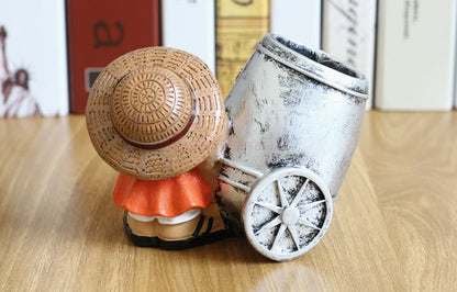 Anime One Piece Luffy Resin Office Pen Holders Collectible Monkey D Luffy 10cm Desk Pencil Pot Holder Action Figure Office Use