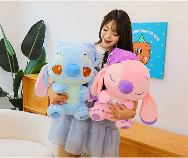 80cm Large Big Size Disney Stitch Sleeping Cute Anime Plush Stuffed Doll Room Plushies Pillow Ornaments Children's Holiday Gifts