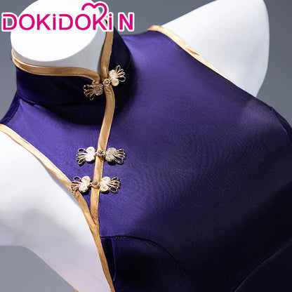 Mikuu Cosplay Costume【S-2XL】DokiDoki-N Mikku Cosplay Cheongsam Women Sexy Purple Dress Halloween Little Zombie Plus Size