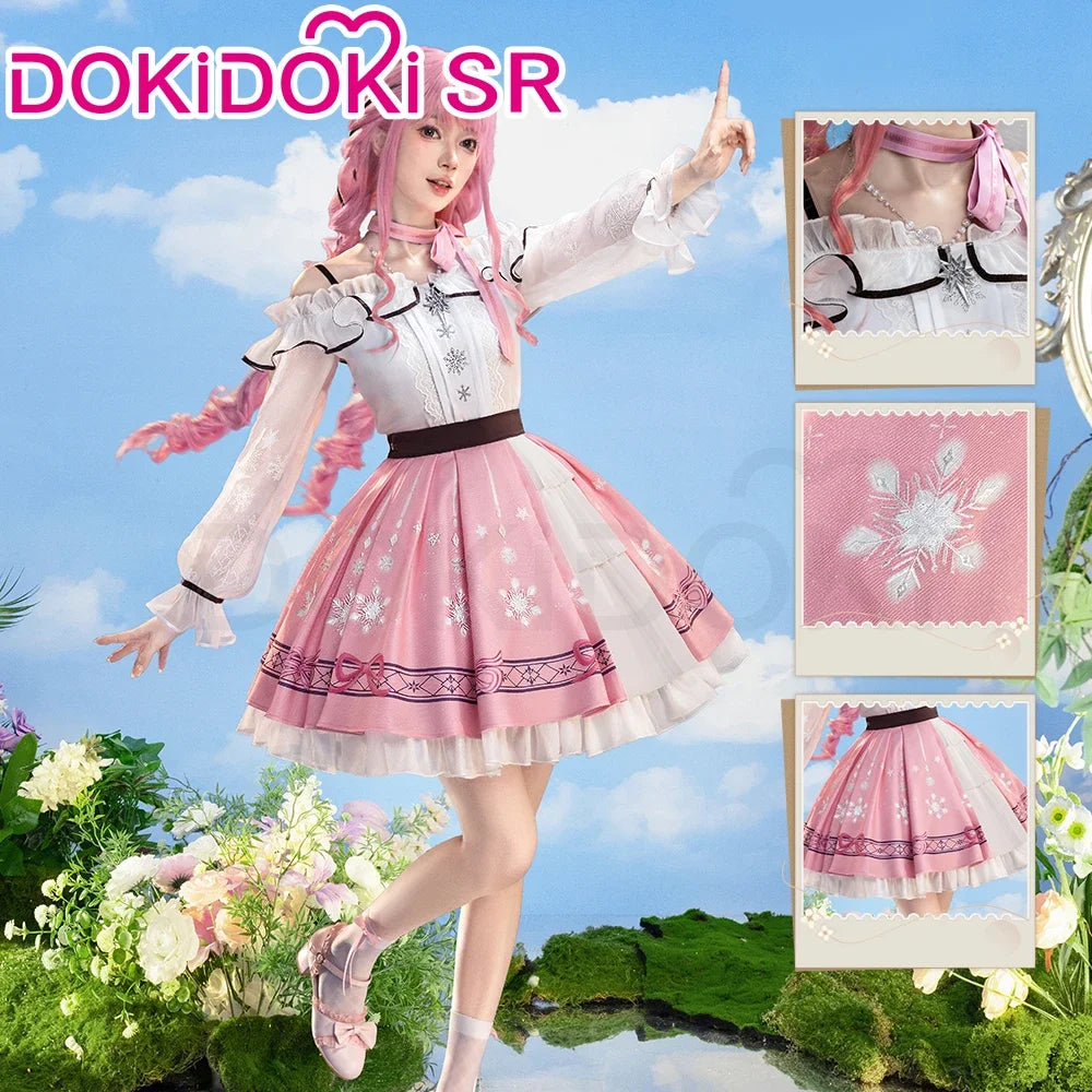 IN STOCK Nikki Cosplay Costume Game Infinity Nikki DokiDoki-SR Women Cute Pink Dress Nikki Snow Dress Cosplay Lolita Halloween