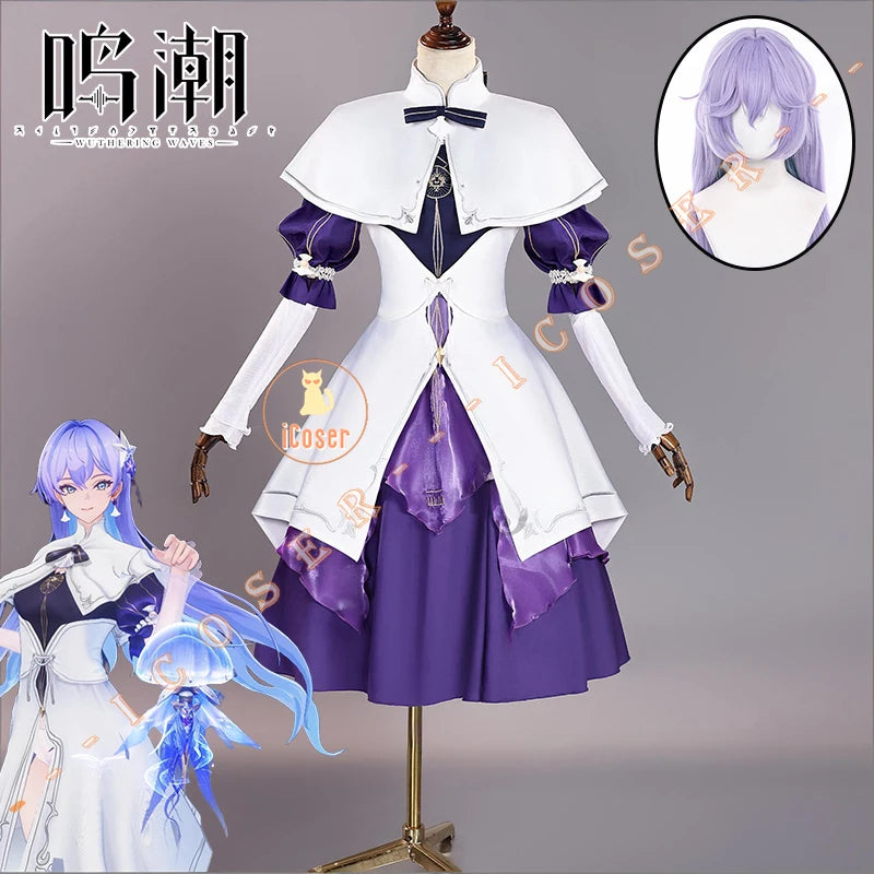 Wuthering Waves Cantarella Cosplay Costume Wig Dress Child Outfit Earrings Headwear Fisalia Family Halloween Party Women Girls