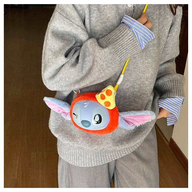 New Disney Stitch Cartoon Plush Backpack Cute Winter Gift For Girls Stuffed Animal Toy Plushie Bag Kids Carry-On Satchel
