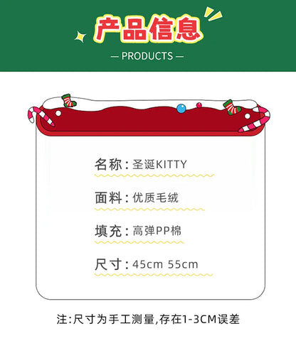 New Sanrio Hallo Kitty Plush Toy Doll Pillow Christmas Kt Cat Plush Toy Cute Hat Kitty Doll Katie Cat Pillow Girl Holiday Gifts
