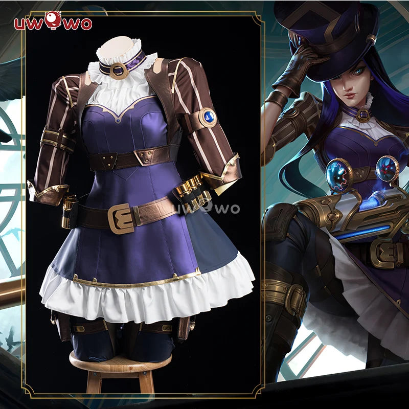 LAST BATCH UWOWO Caitlyn  Cosplay Game LOL: Caitlyn Sheriff of Piltover Cosplay Costume With Hat Halloween Costume