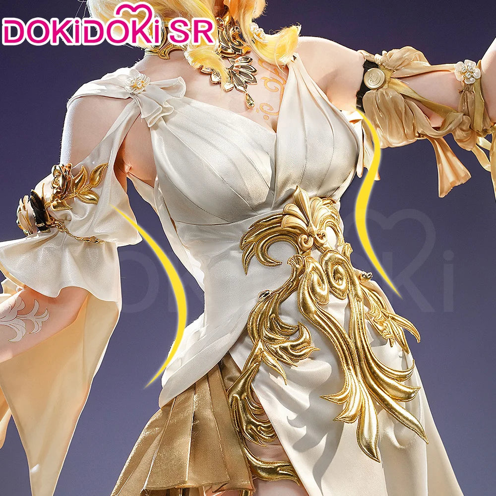 IN STOCK Aglaea Cosplay Costume Game Honkai: Star Rail DokiDoki-SR HSR Women Golden Gorgeous Dress Aglaea Halloween Wig