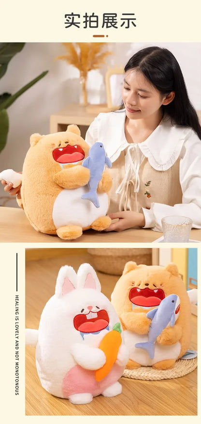 Cute Little Cat and Little Rabbit Pillow Doll Funny Cloth Doll Girl Sleeping Doll Gift Plush Toy Plush Pillow Children's Gift