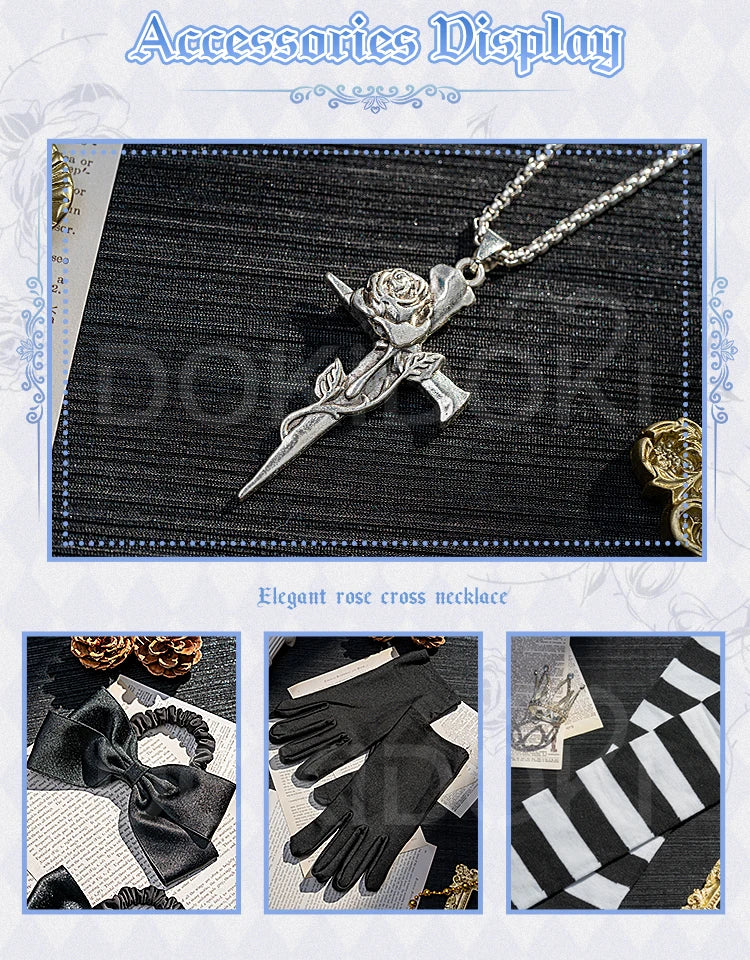 IN STOCK Asukaa Reii Cosplay Costume Anime DokiDoki-R Wome Black White Gothic Dress Asukaa Cosplay Halloween Costume