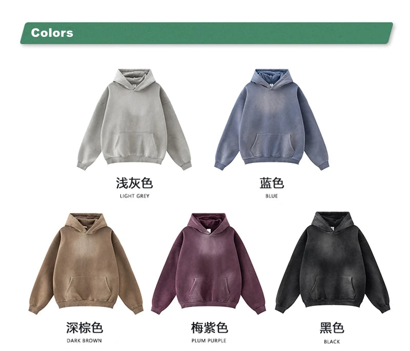 ZODF Autumn Winter Monkey Washed Fleece Hoodies For Men Unisex Basic 360gsm Warm Knitted Hooded Pullovers Coats HY0903