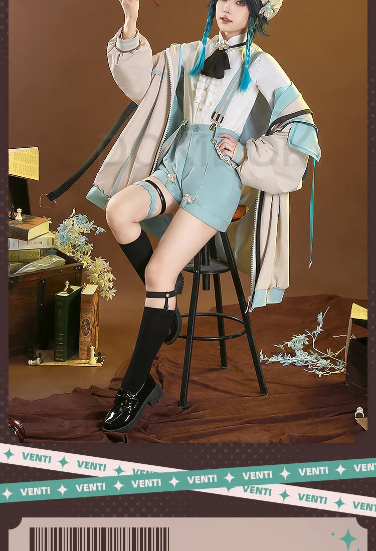 IN STOCK Venti Doujin Cosplay Game Genshin Impact DokiDoki-SR Venti Cute Cosplay Costume Detective Venti Genshin Impact Costume
