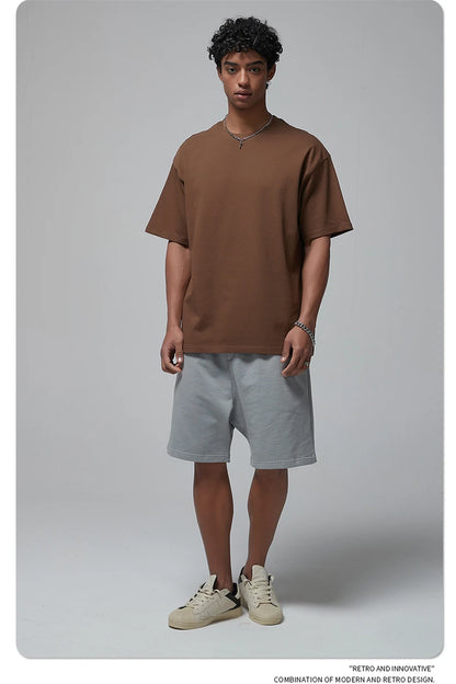 ZODF New Spring Summer Men 305gsm Cotton T Shirts Unisex Heavy Weight Oversized FG Noshrink Basic Solid T-Shirt Tees HY0165