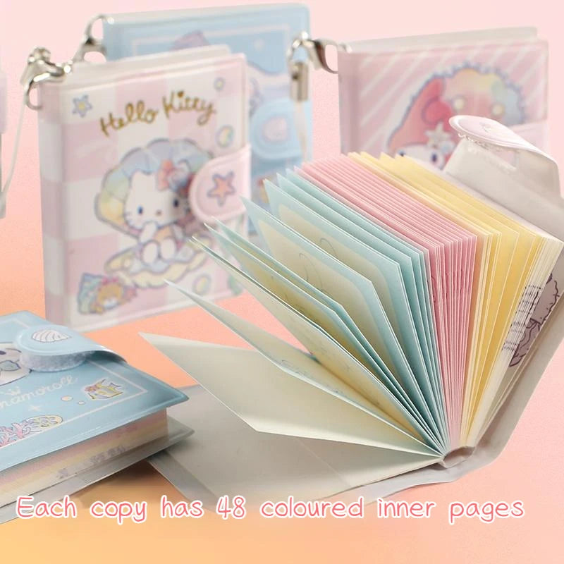 Sanrio Cartoon Mini Notepad Kawaii My Melody Kuromi Cinnamoroll Notebook Portable Pocket Hand Book Stationery Students Supplies