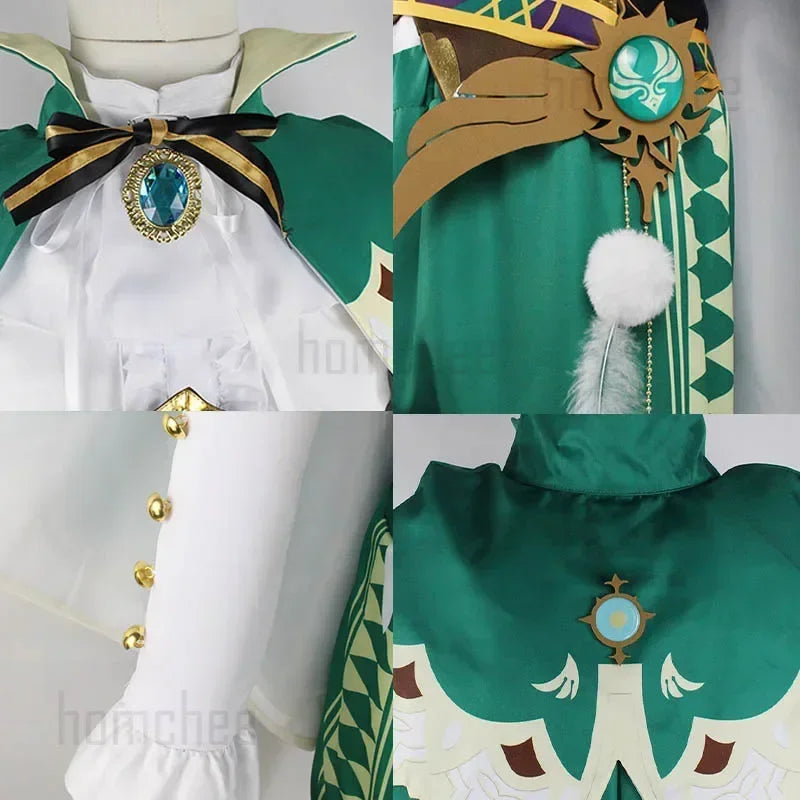 Genshin Impact Venti Cosplay Costume Set Adult Cotton Polyester