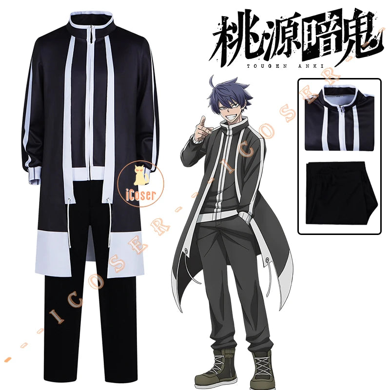 Shiki Ichinose Cosplay Costume Rasetsu Uniform Anime Tougen Anki Jin Kougasaki Coat Rasetsu Academy Halloween for Women Men Cos