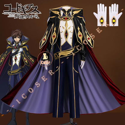 Anime Code Geass Suzaku Kururugi Cosplay Costume Wig Knight of Zero Uniform Long Cloak Halloween Party Women Men Props iCoser