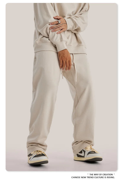 ZODF New 2025 Autumn Men's 445GSM Sweatpants Unisex High Street Soft Knitted Straight Pants Brand Streetwears Tracksuits HY0382